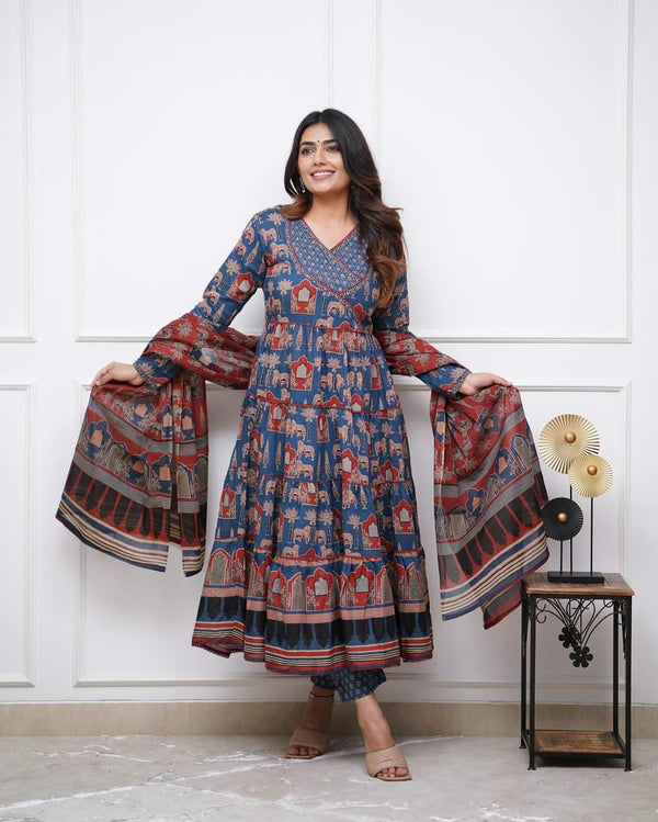 Blue Cotton Pant Suit Acy1017